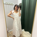 Floral Tie Strap Corset Midi Dress