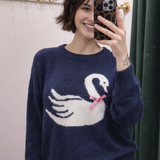 Swan Pullover Knit Sweater by Blu Pepper