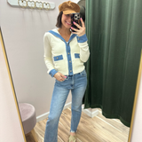 The Effortless Denim Trim Cardigan