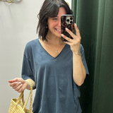 Washed Indigo Easy V-Neck Tee