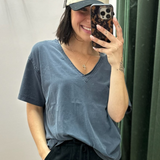 Washed Indigo Easy V-Neck Tee
