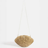 Straw Braided Pearl Beaded Strap Seashell Bag