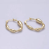 14K Gold Filled 27mm Molten Drip French Lock Latch Hoop Earrings in Gold & Silver | AE441 AE442