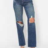 Judy Blue HW Ripped Knee Dad Jean