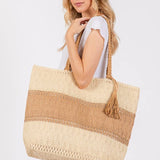 Two Tone Woven Tote Bag