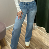 High Rise Wide Leg Cropped Jeans – Light Wash