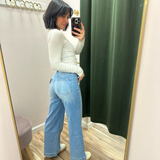 High Rise Wide Leg Cropped Jeans – Light Wash