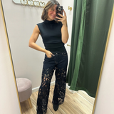 Bayeas Midnight Lace Wide Leg Jeans