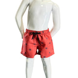 Boy's Swim Short-BP285_Tiny Palms on BricRed