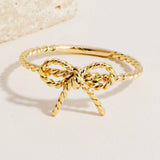 Twisted Metallic Ribbon Bow Band Ring