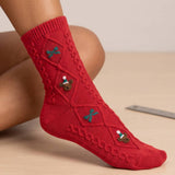 Cable Knit Teddy Bear Holiday Socks