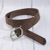 Vegan Suede Belt Set With Sculpted Oval Buckles