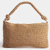 Braided Handle Rectangular Straw Hand Bag