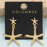 Gold Dipped Double Star Fish Stud Dangle Earrings