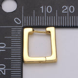 24k Gold Earrings, Square Huggie Earring, 16X15mm Square Ear