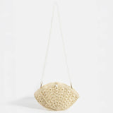 Straw Braided Pearl Beaded Strap Seashell Bag