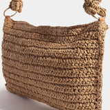 Braided Handle Rectangular Straw Hand Bag