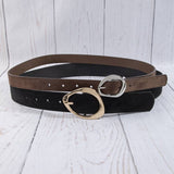 Vegan Suede Belt Set With Sculpted Oval Buckles