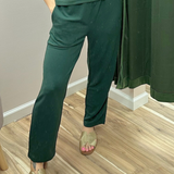 Hunter Green Active Straight Leg Pants – Lightweight Lounge & Travel Pants