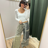 POL Leopard Patchwork Wide Leg Pants – Mixed Print