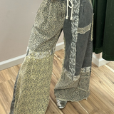 POL Leopard Patchwork Wide Leg Pants – Mixed Print