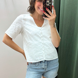 Six Fifty Adrian Eyelet Button Down Top