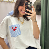 Crab Embroidered Pocket Tee