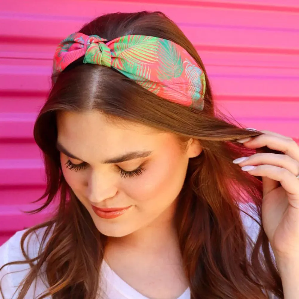 tropical wide headband with top knot detail