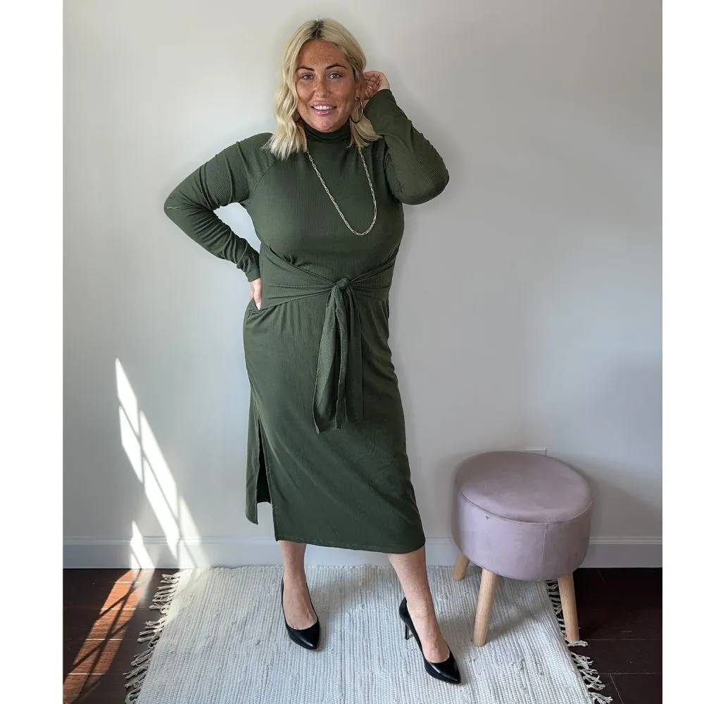 Amelia Solid Ribbed Knit Dress