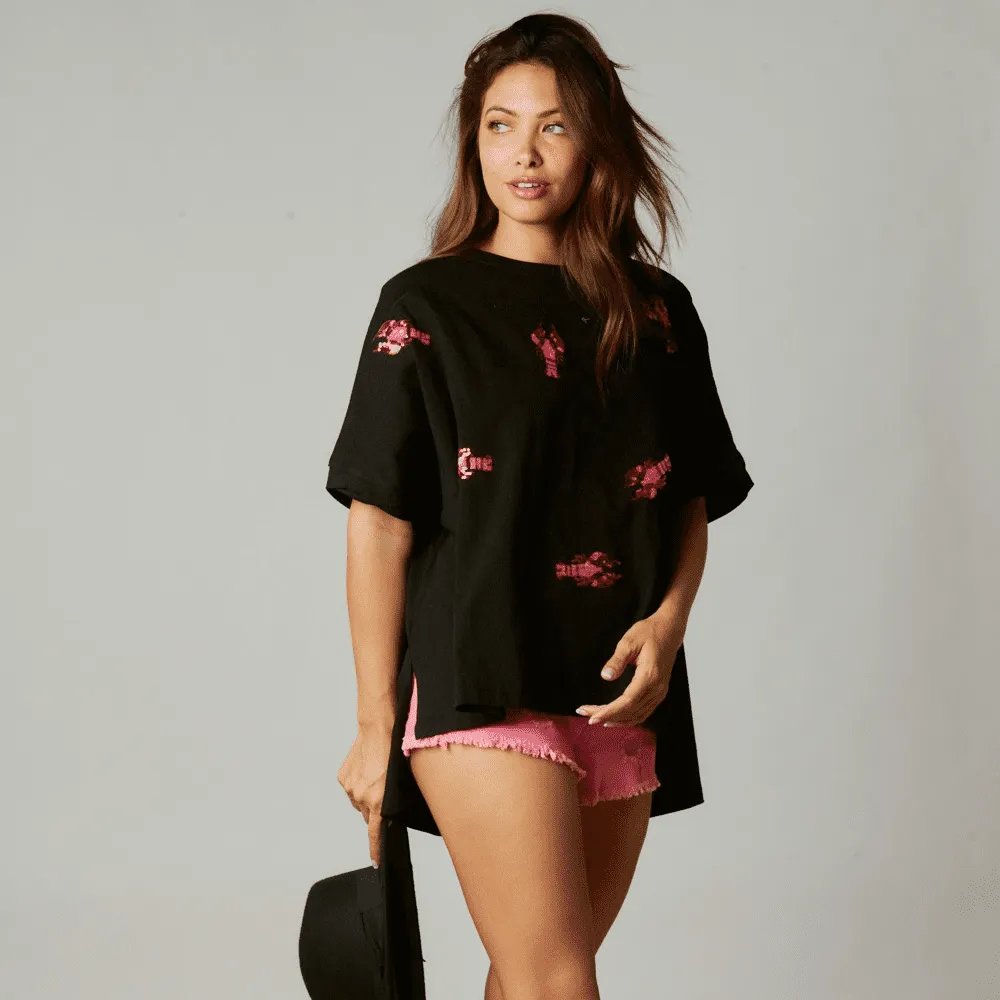 Lobster Sequin Patch Top