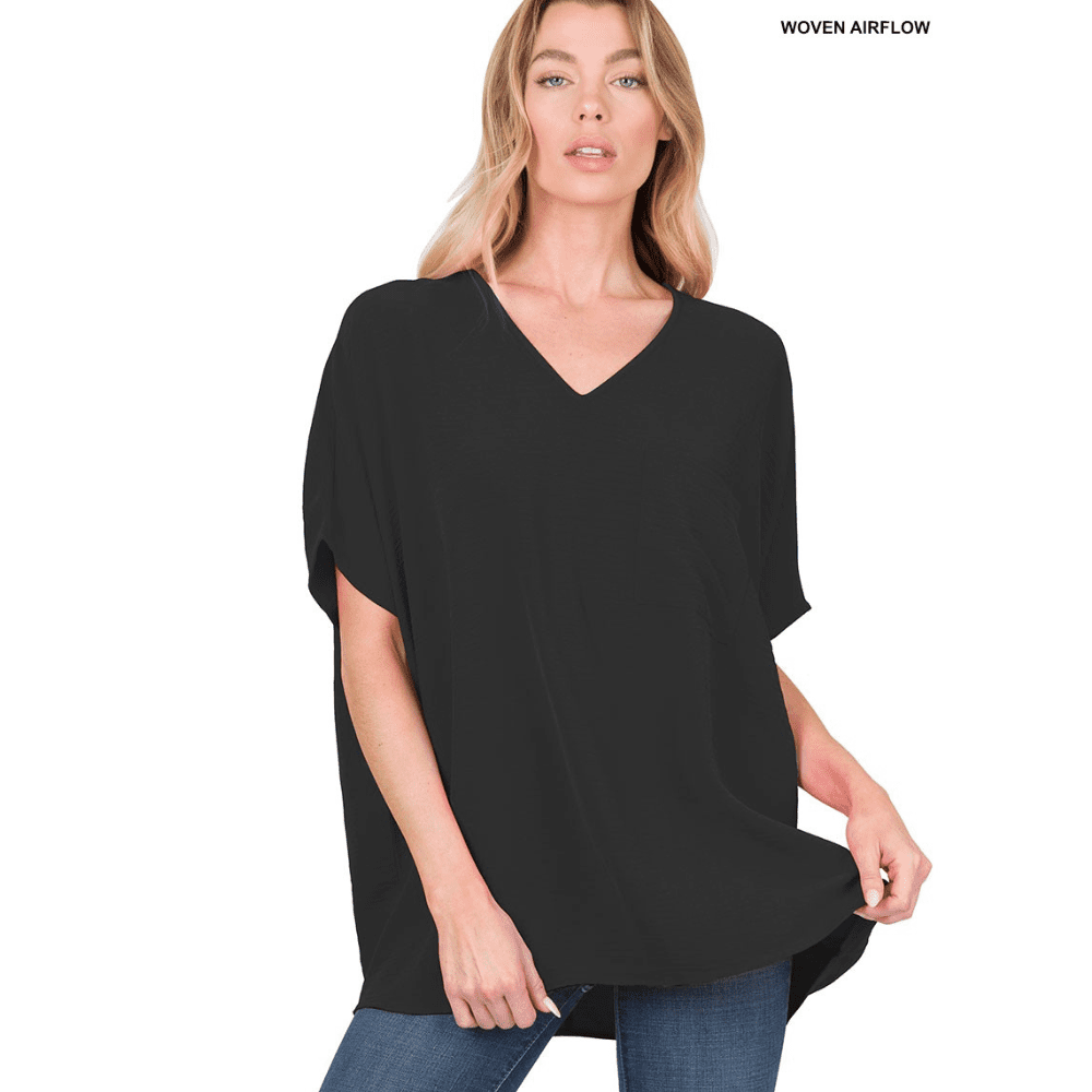 Dolman Sleeve V-Neck Top