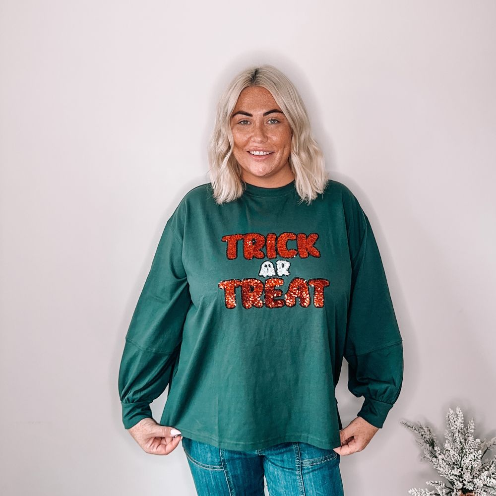 Trick Or Treat Sequin Patch Loose Fit Top