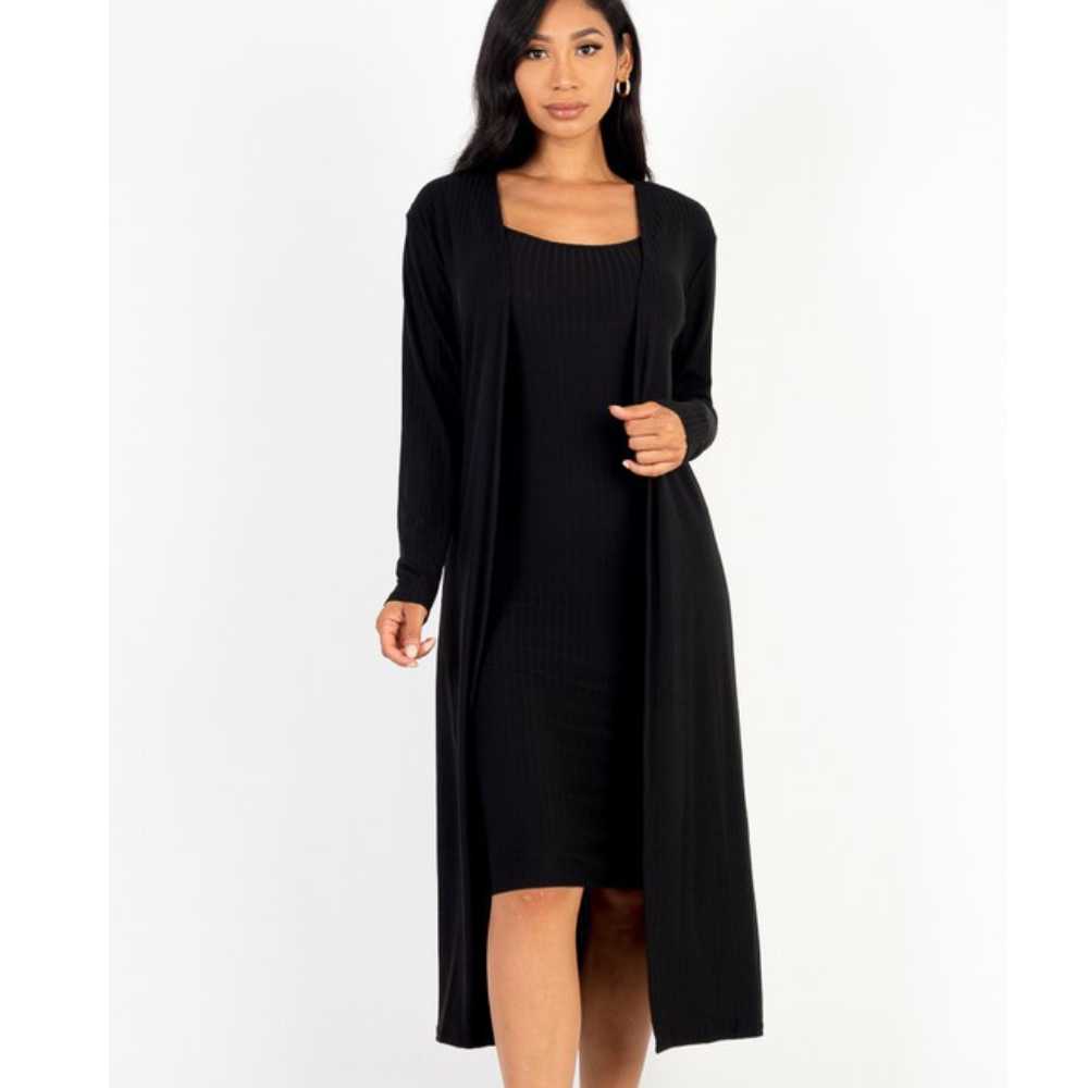 Ribbed Cardigan & Midi Dress - Image 3