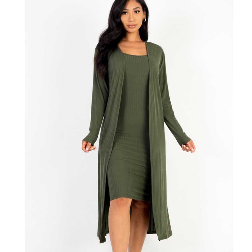 Ribbed Cardigan & Midi Dress - Image 2