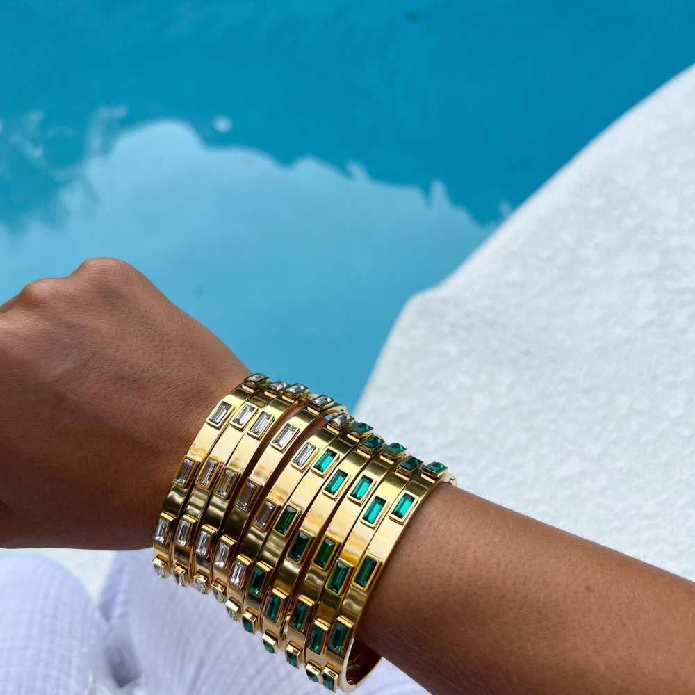 Emerald + White Bangle