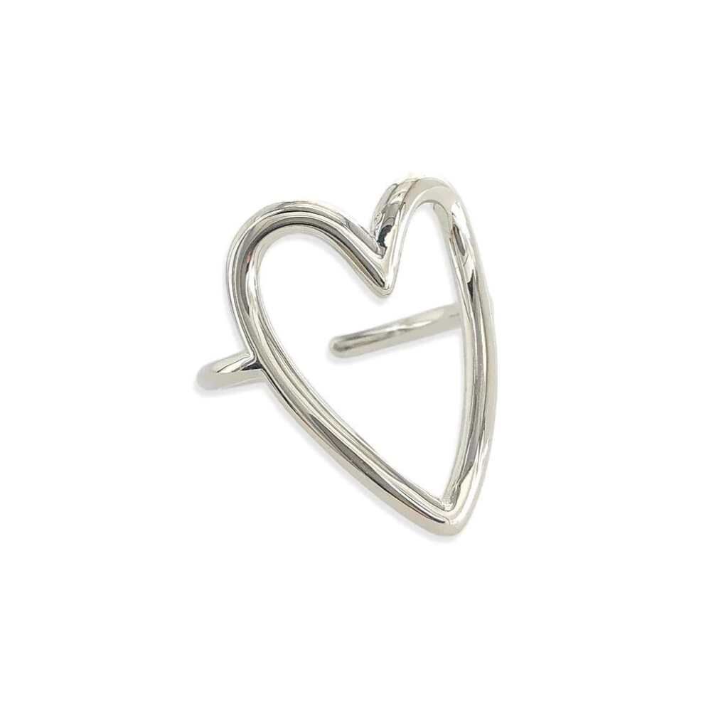 Heart Cutout Ring Silver
