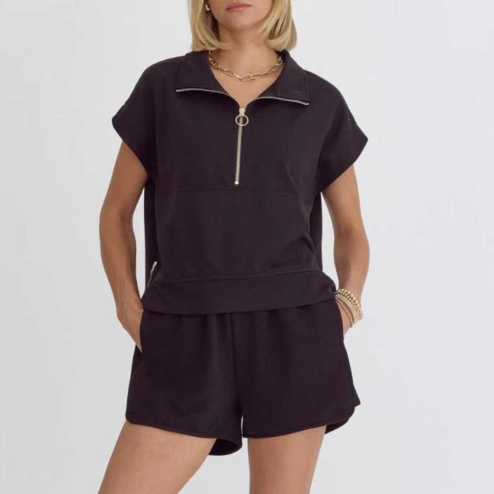 Entro Black Gold Quarter Zip Top & Short Set