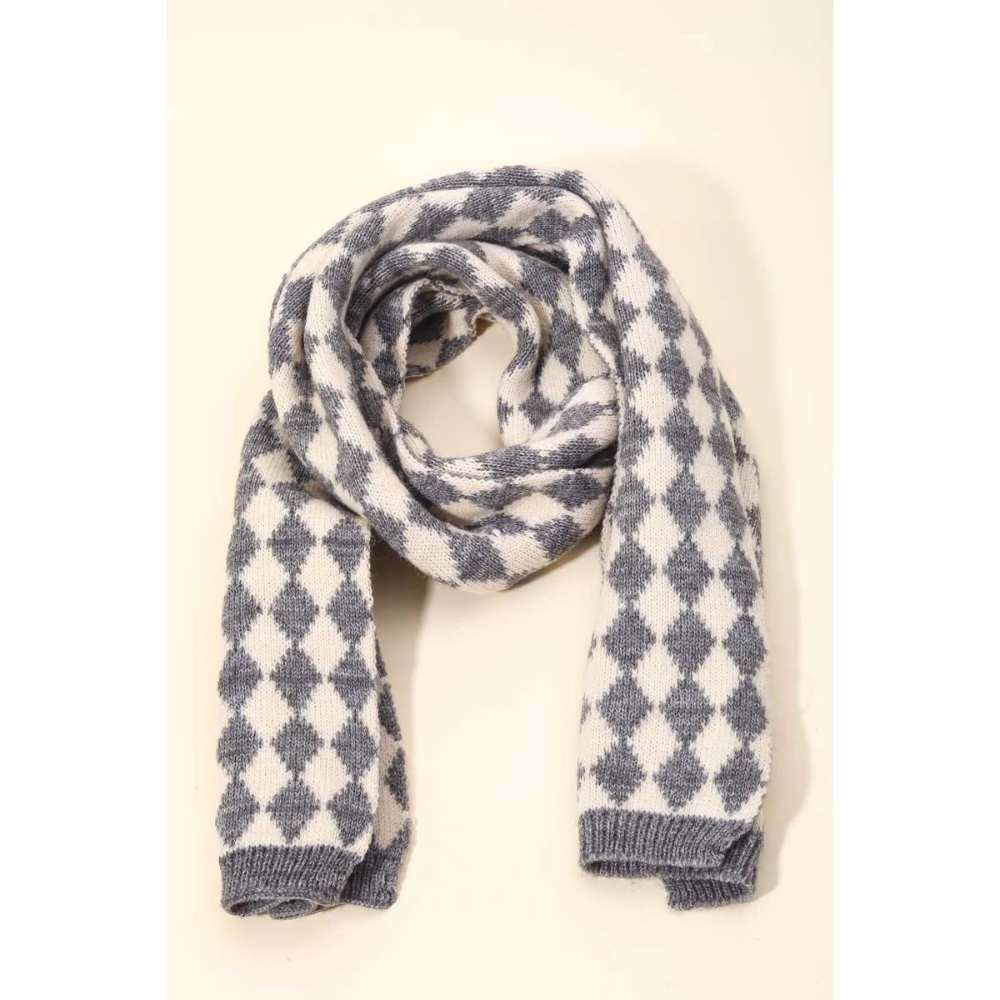 Diamond Checkered Pattern Oblong Scarf