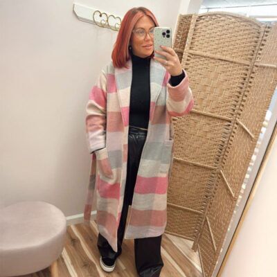 long fuzzy coat pink pastel colors fuzzy feeling fabric