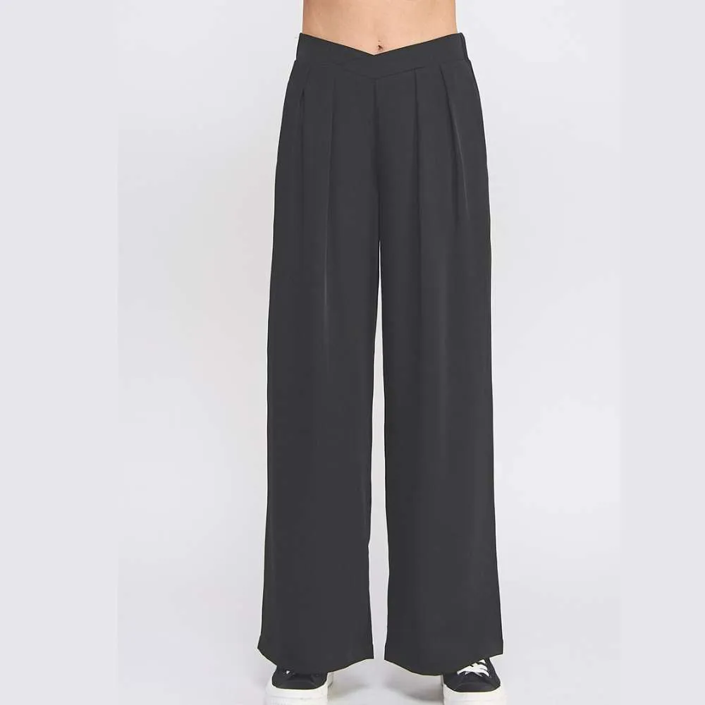 Twill Palazzo Black Pant