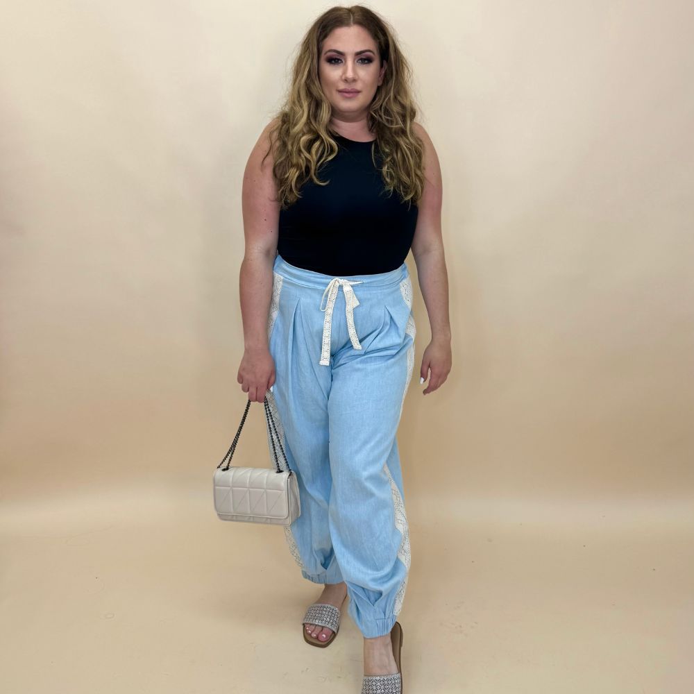 Fantastic Fawn Boho Chic Lace-Trimmed Harem Pants