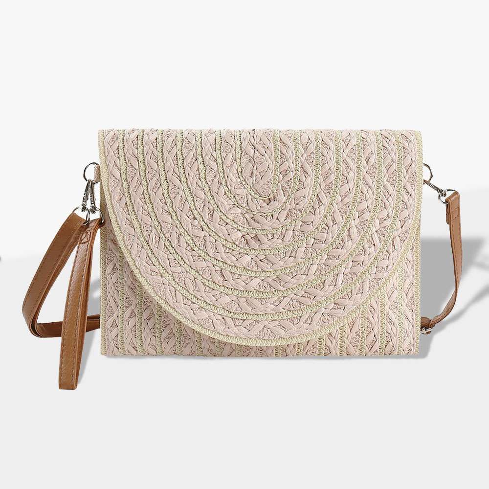 Boho Straw Crossbody Clutch Bag