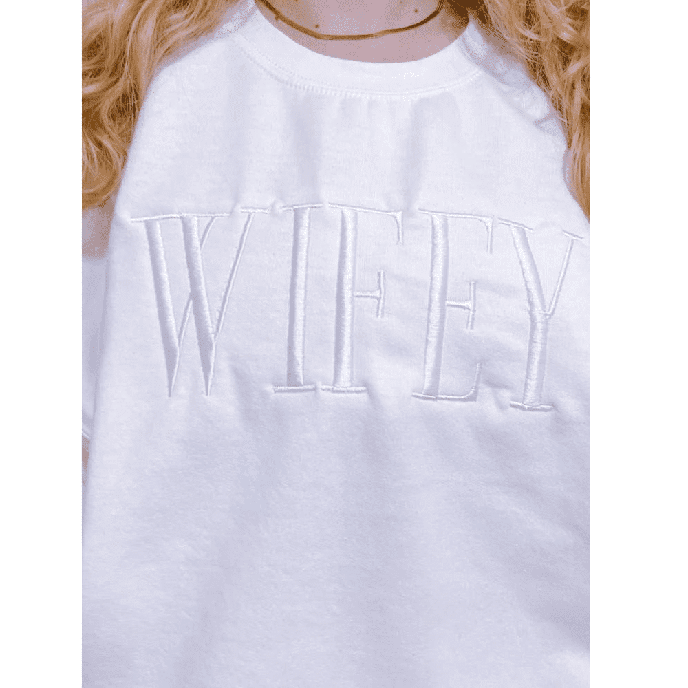 WIFEY Embroidered Crewneck Sweater