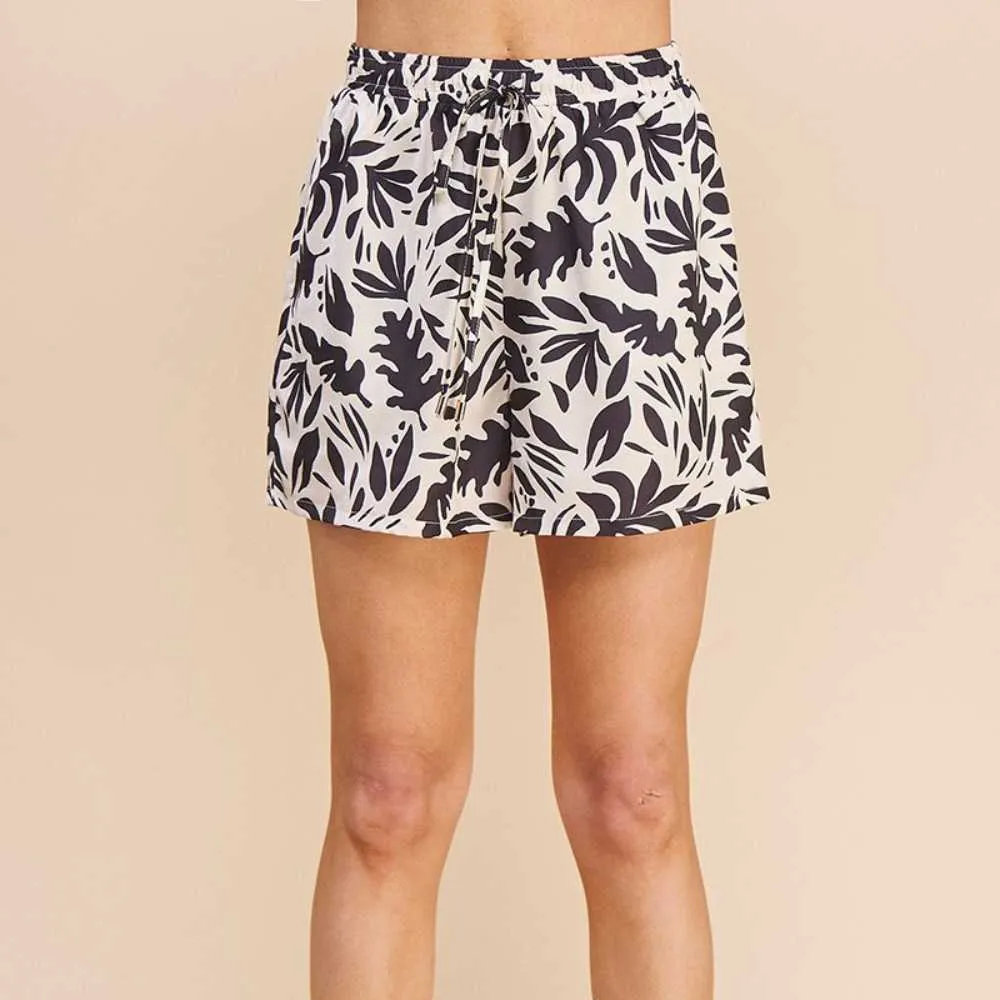 Printed Satin High Waist Tie Shorts - Image 2
