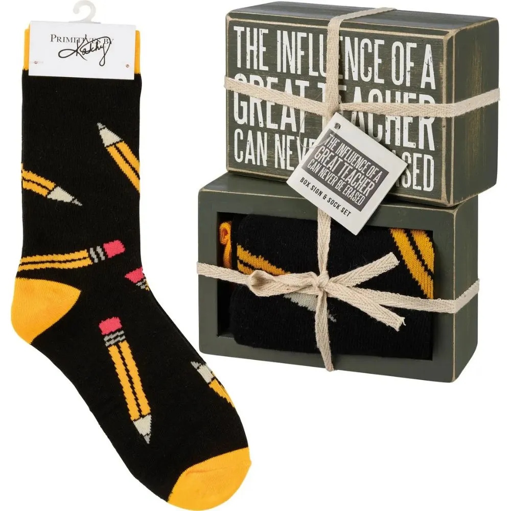 Influence of A Great Teacher Box Sign and Sock Set