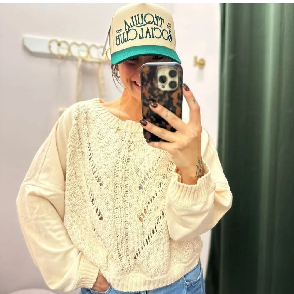 Cozy Contrast Knit Sweater