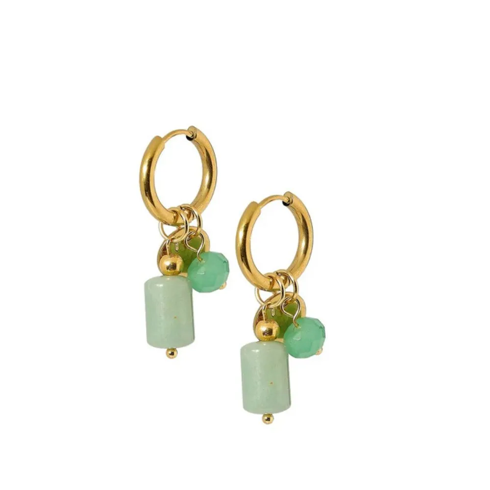 Huggie Charm Earings -Evergreen