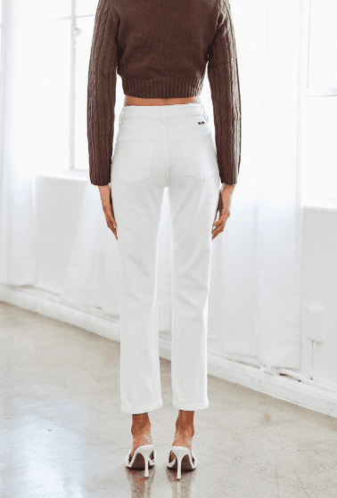 High Rise Distressed Slim Straight Jean - Image 3