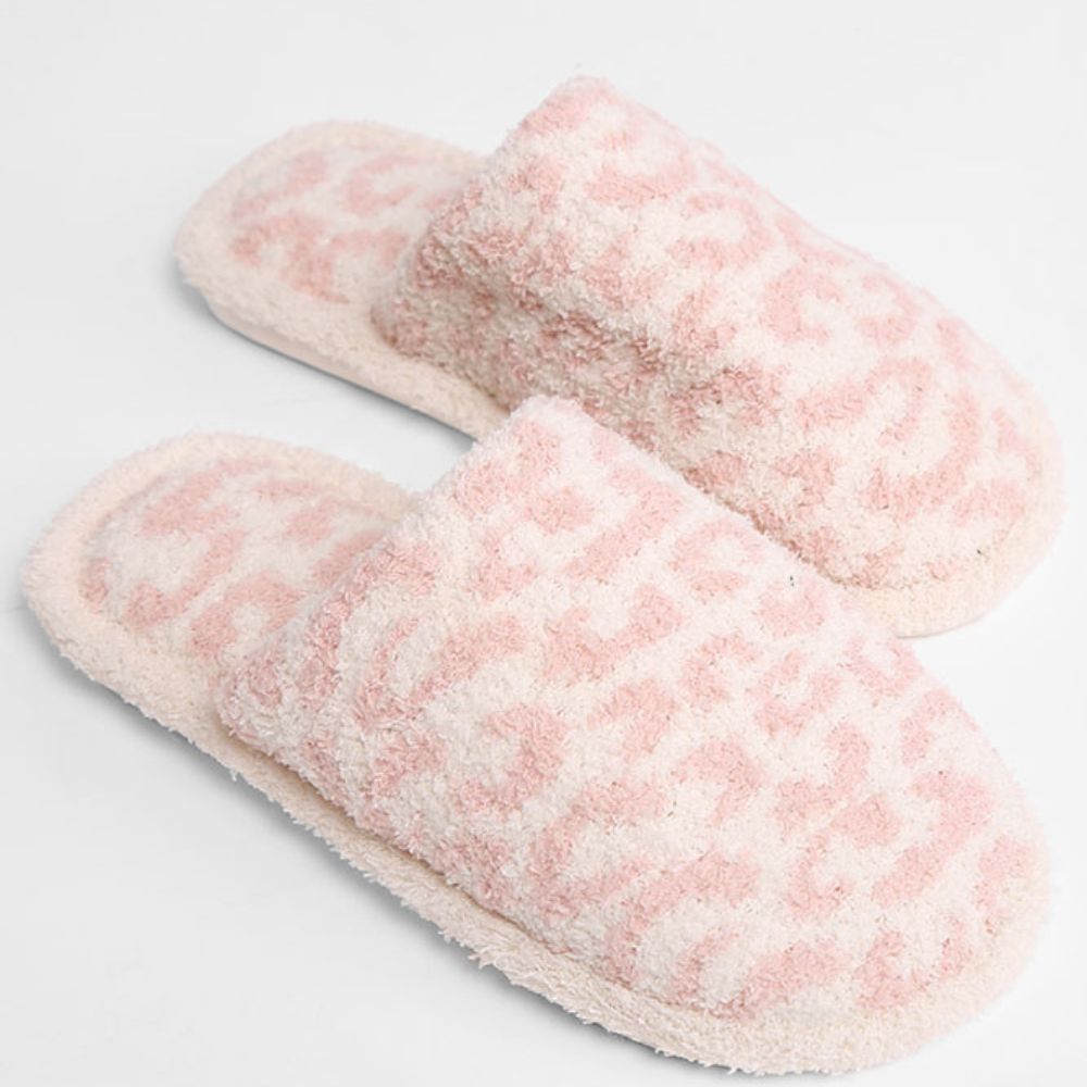 Leopard Print Fuzzy Microfiber Slipper