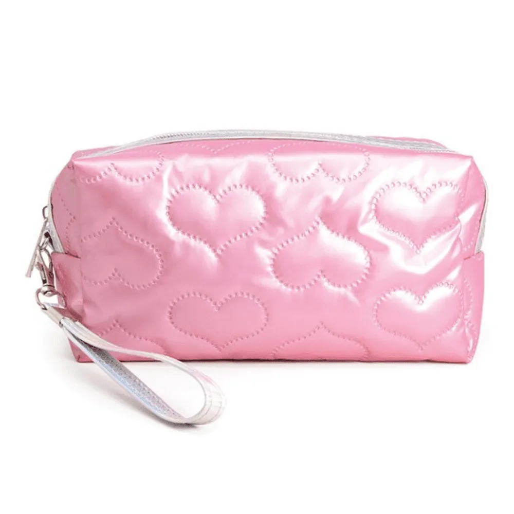 Heart Pattern Embossed Pouch w Wrist Strap - Image 2